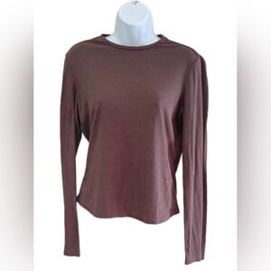 Women's Long Sleeve Crewneck Top in Brown